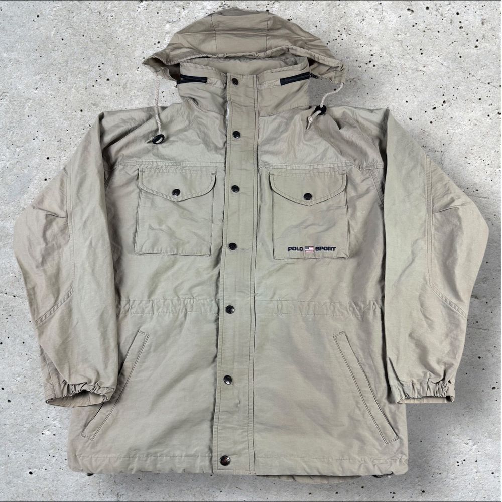 VTG Polo Sport Ralph Lauren Hooded Safari Jacket Men's Small Gorpcore 90s